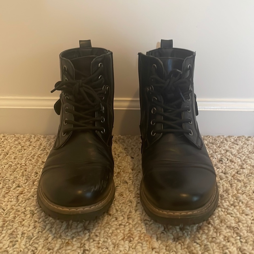 Bruno Marc Black Combat Boots
